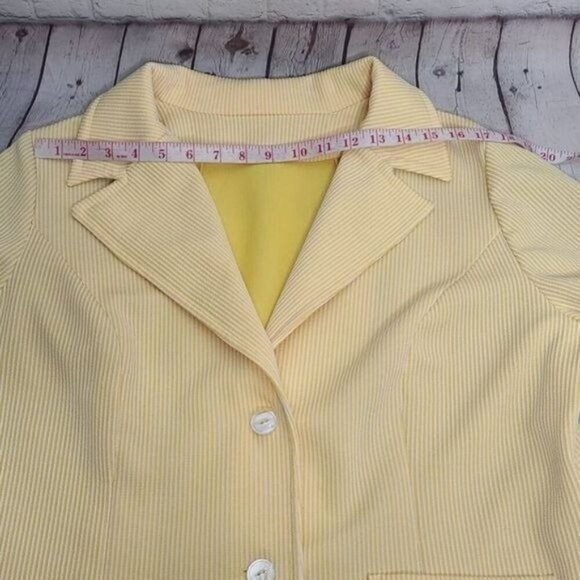 Vintage 70s Yellow White Striped Preppy Blazer - Picture 7 of 10